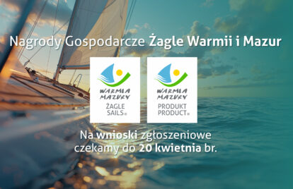 baner z logotypami projektów na tle jeziora z łódką